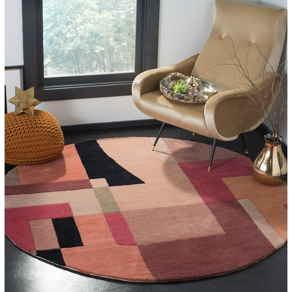 SAFAVIEH Rodeo Drive Phillis Abstract Wool Area Rug, Multi, 4' x 4' Round