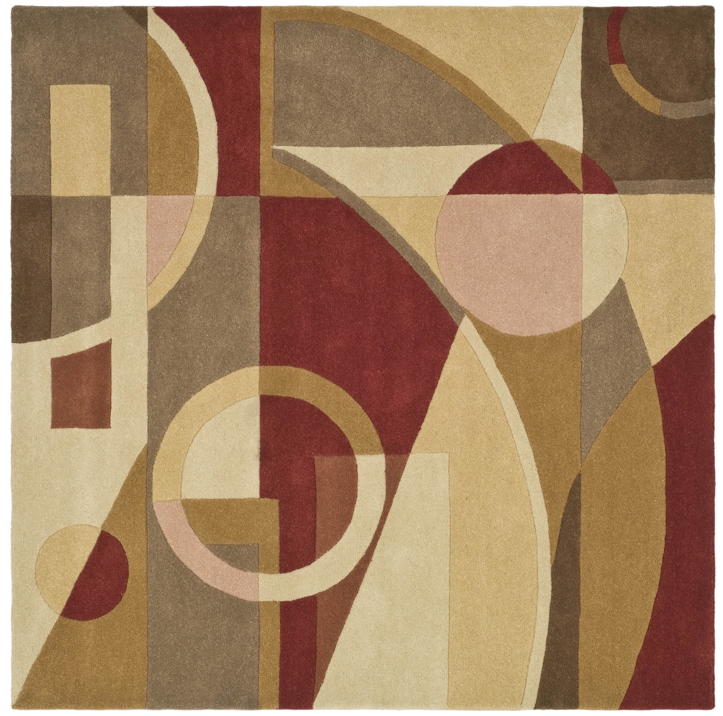 Beige and Multicolor Hand-Tufted Wool Square Area Rug