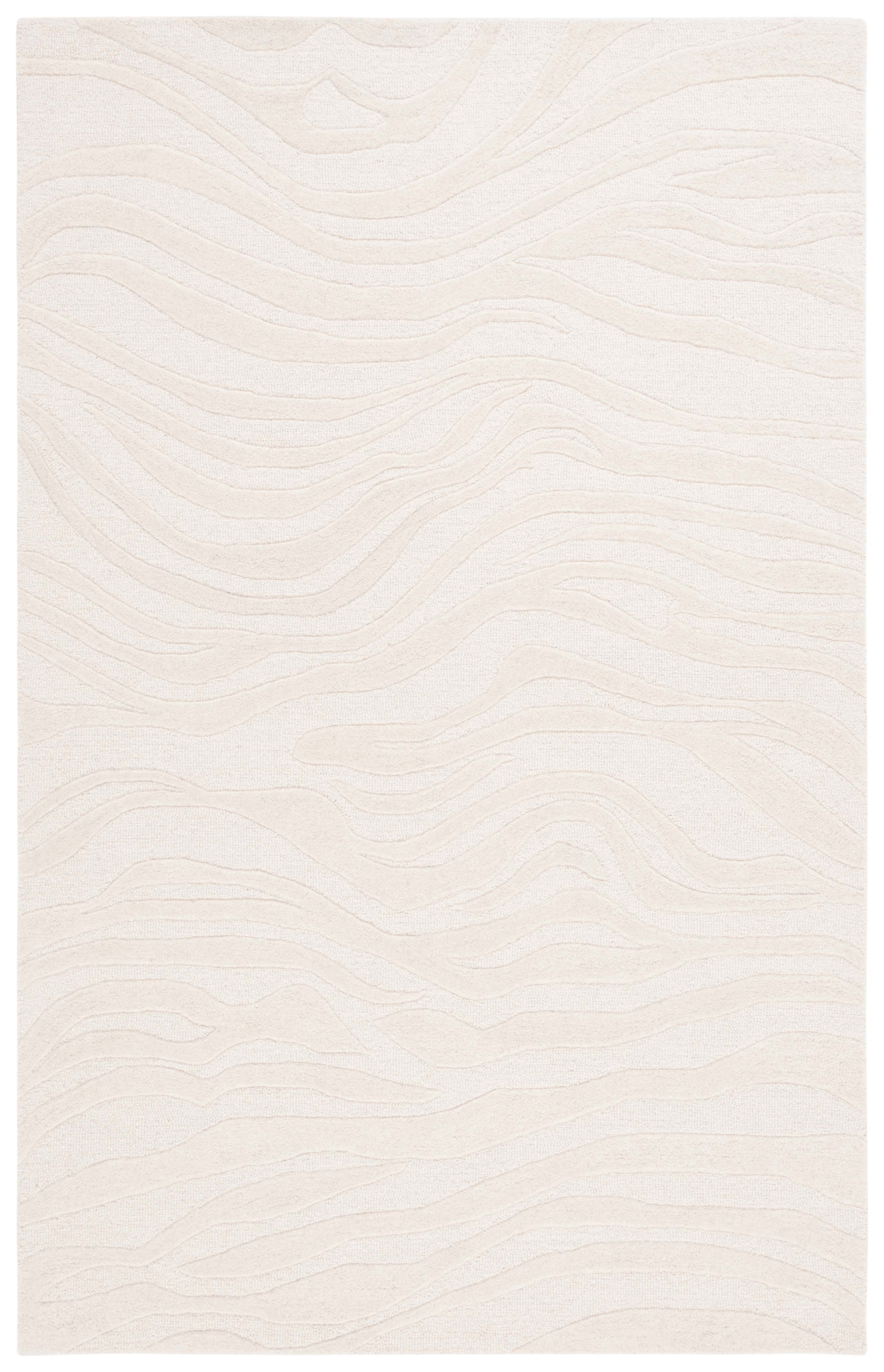 Ivory Hand-Tufted Wool Abstract 5' x 8' Area Rug