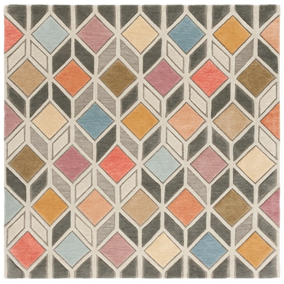 SAFAVIEH Rodeo Drive Slater Geometric Area Rug, Gray/Beige, 6' x 6' Square