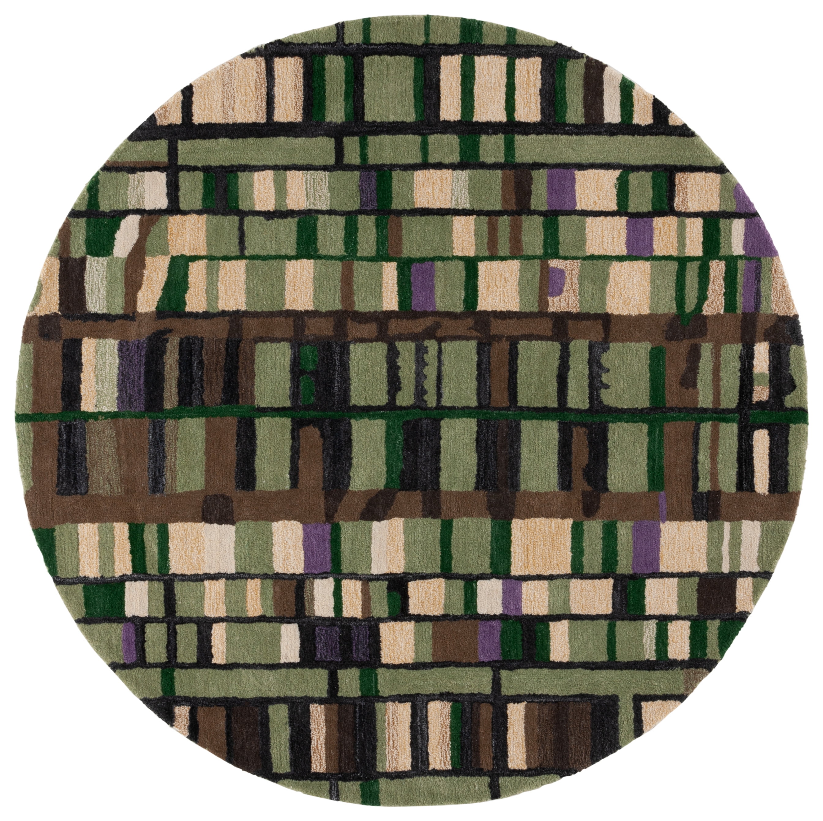 SAFAVIEH Rodeo Drive Vonda Abstract Area Rug, Green/Purple, 6' x 6' Round