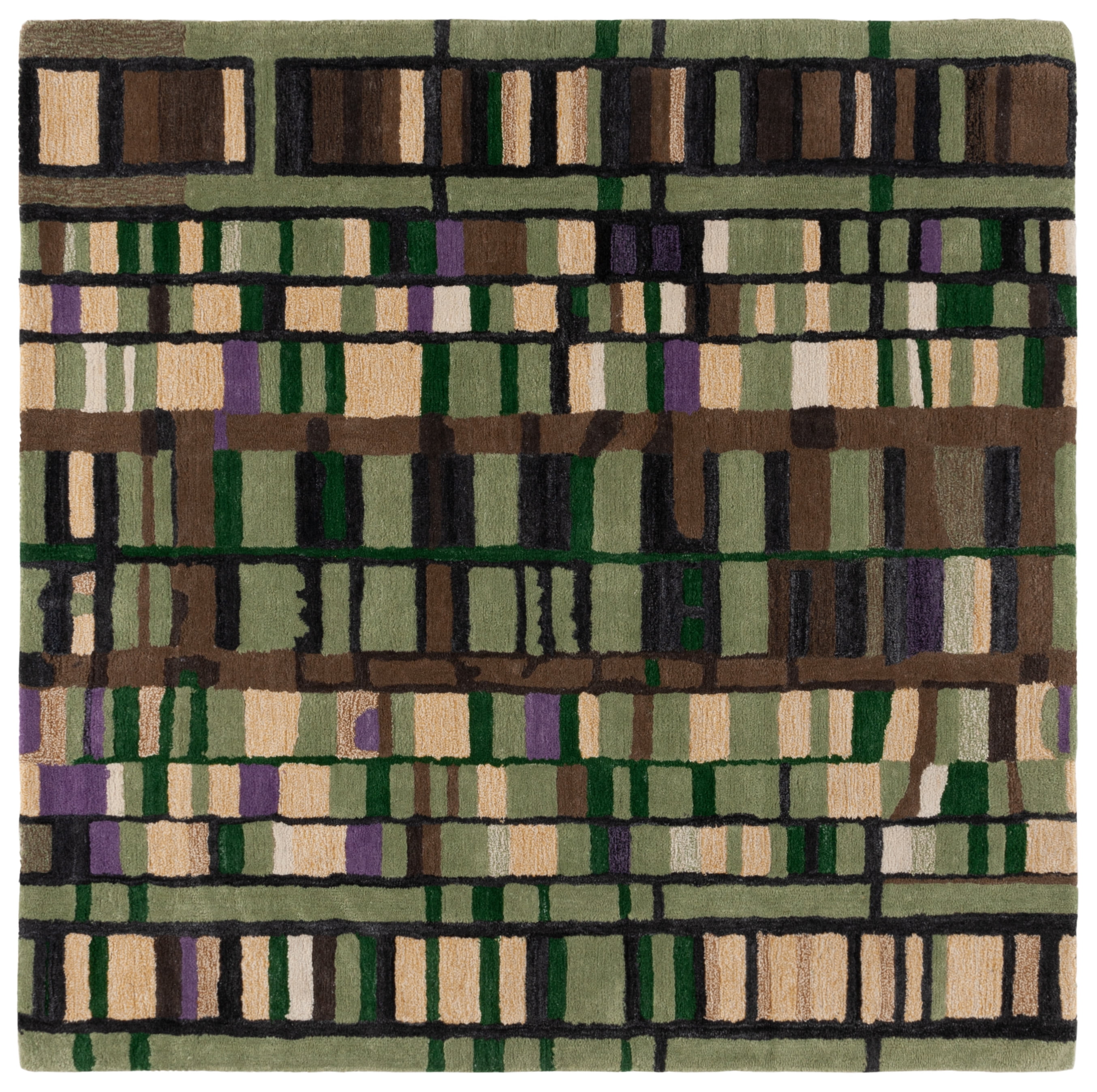 SAFAVIEH Rodeo Drive Vonda Abstract Area Rug, Green/Purple, 6' x 6' Square