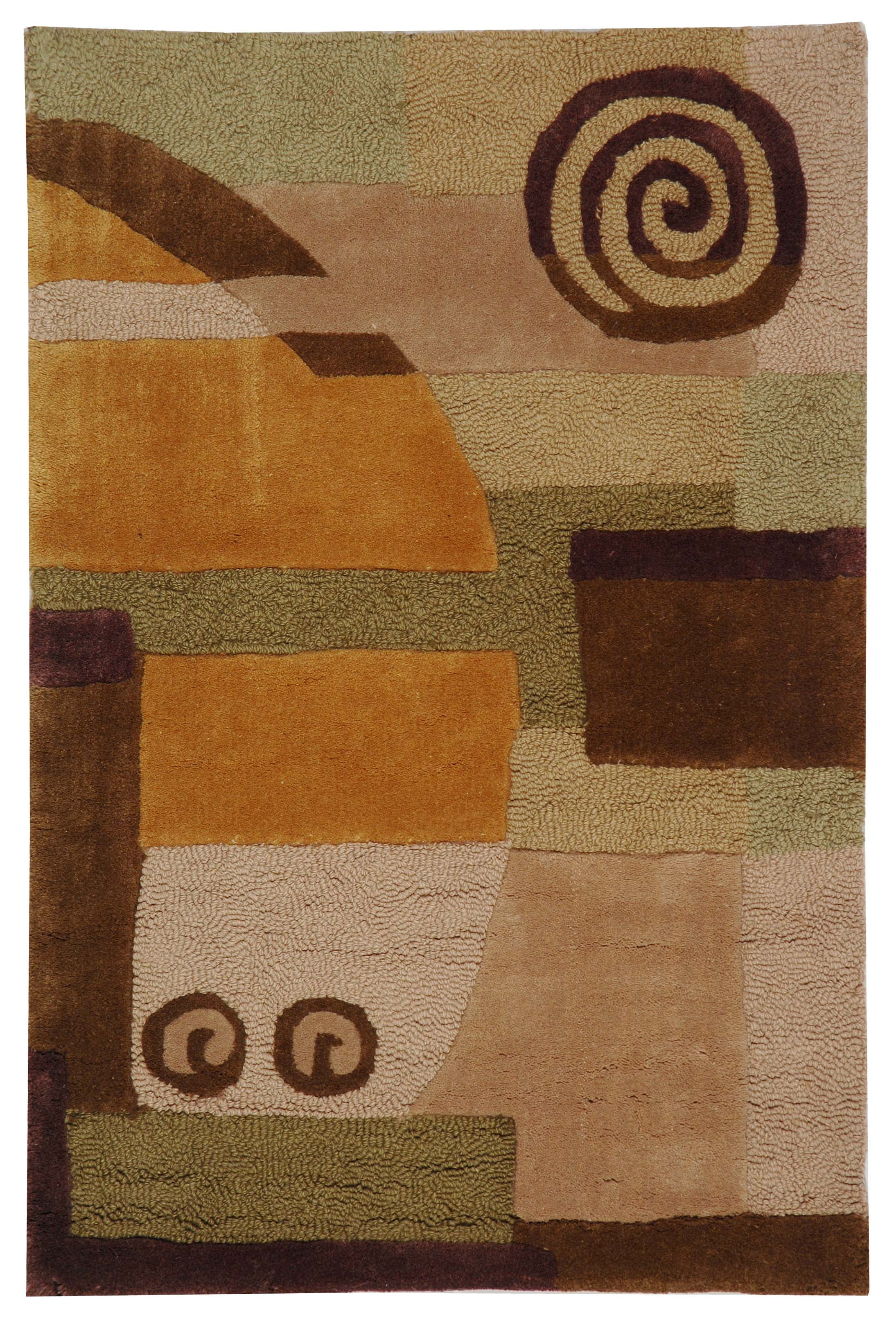 Beige and Yellow Hand-Tufted Wool Rectangular Area Rug