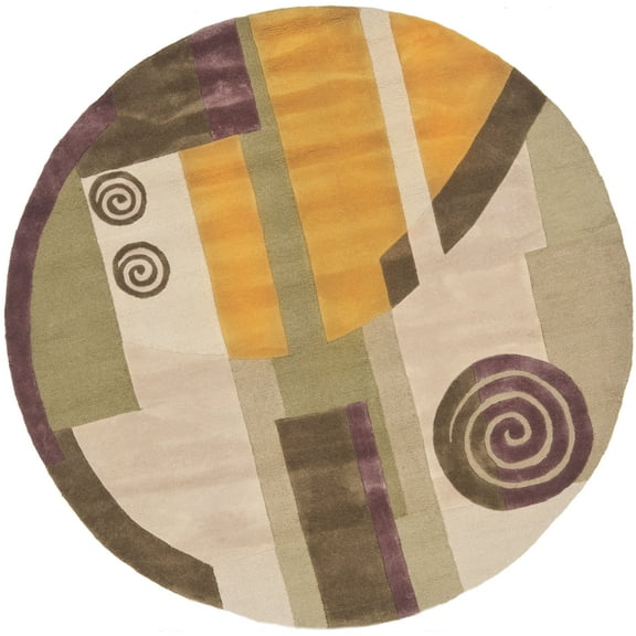 SAFAVIEH Rodeo Drive Wayne Abstract Wool Area Rug, Beige, 5'9" x 5'9" Round