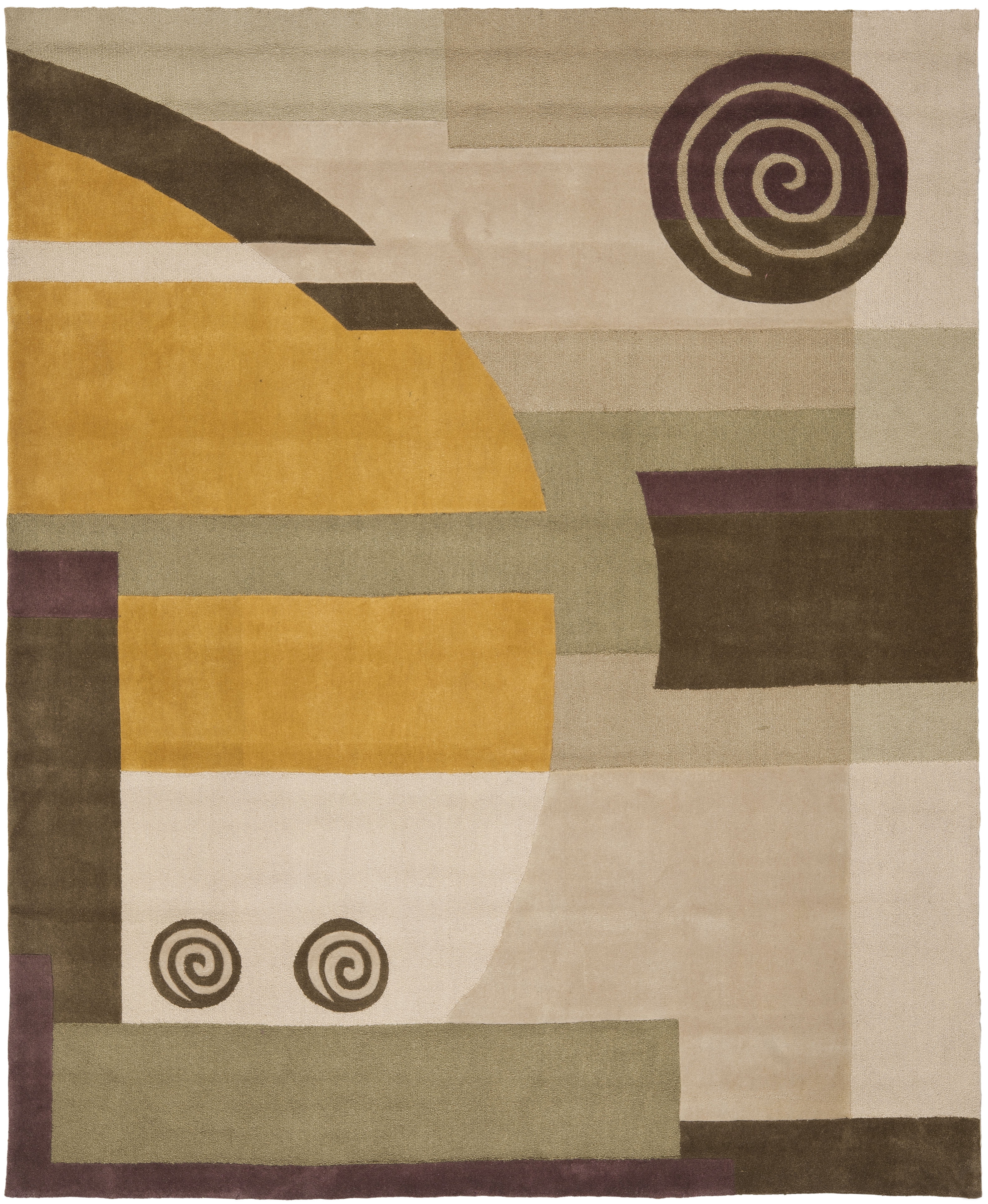 Beige and Brown Hand-Tufted Wool Rectangular Area Rug