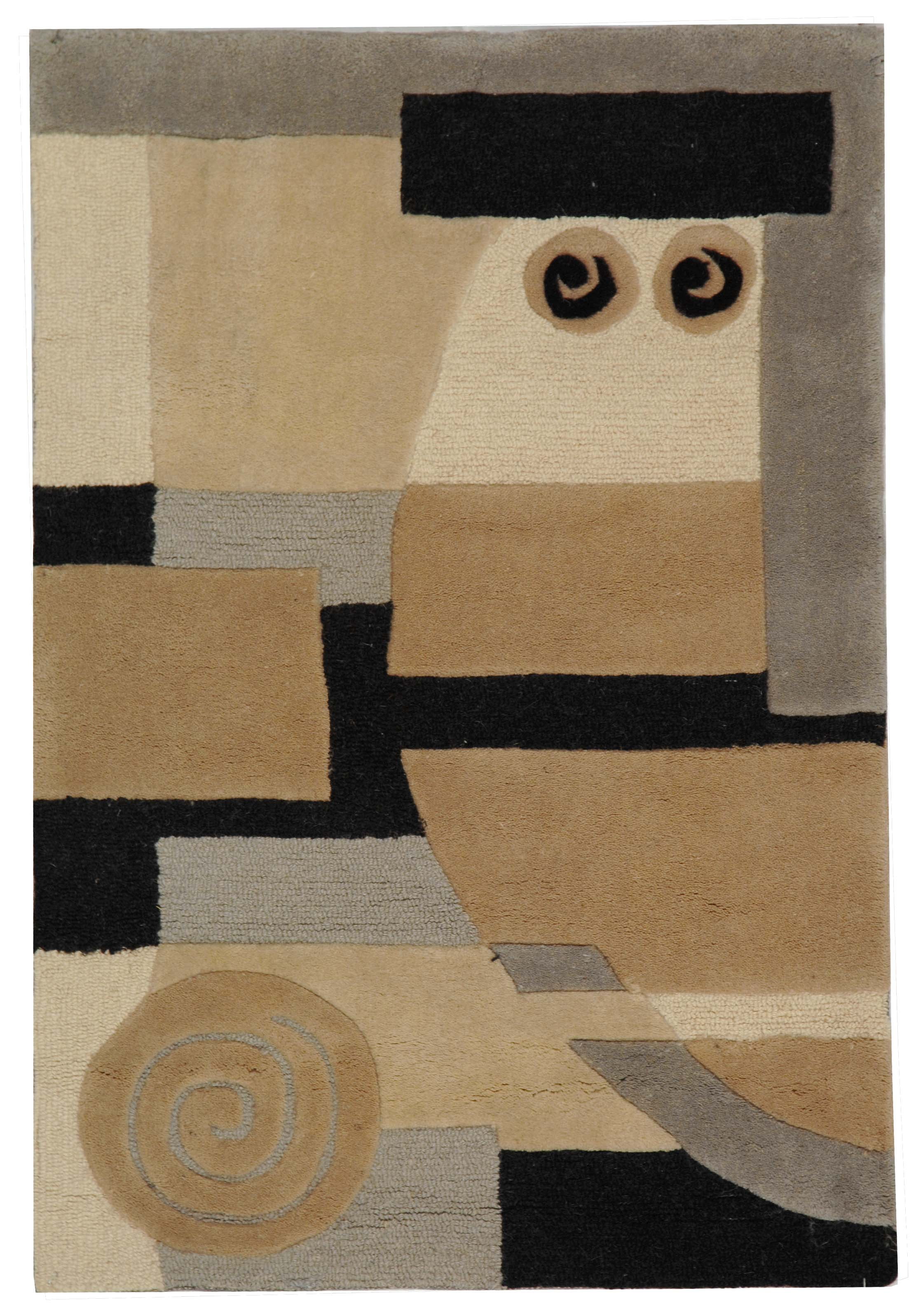 Rodeo Drive 5' x 8' Beige and Black Wool Area Rug
