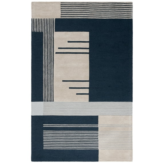 SAFAVIEH Rodeo Drive Yasim Abstract Area Rug, Navy/Ivory, 4' x 6'