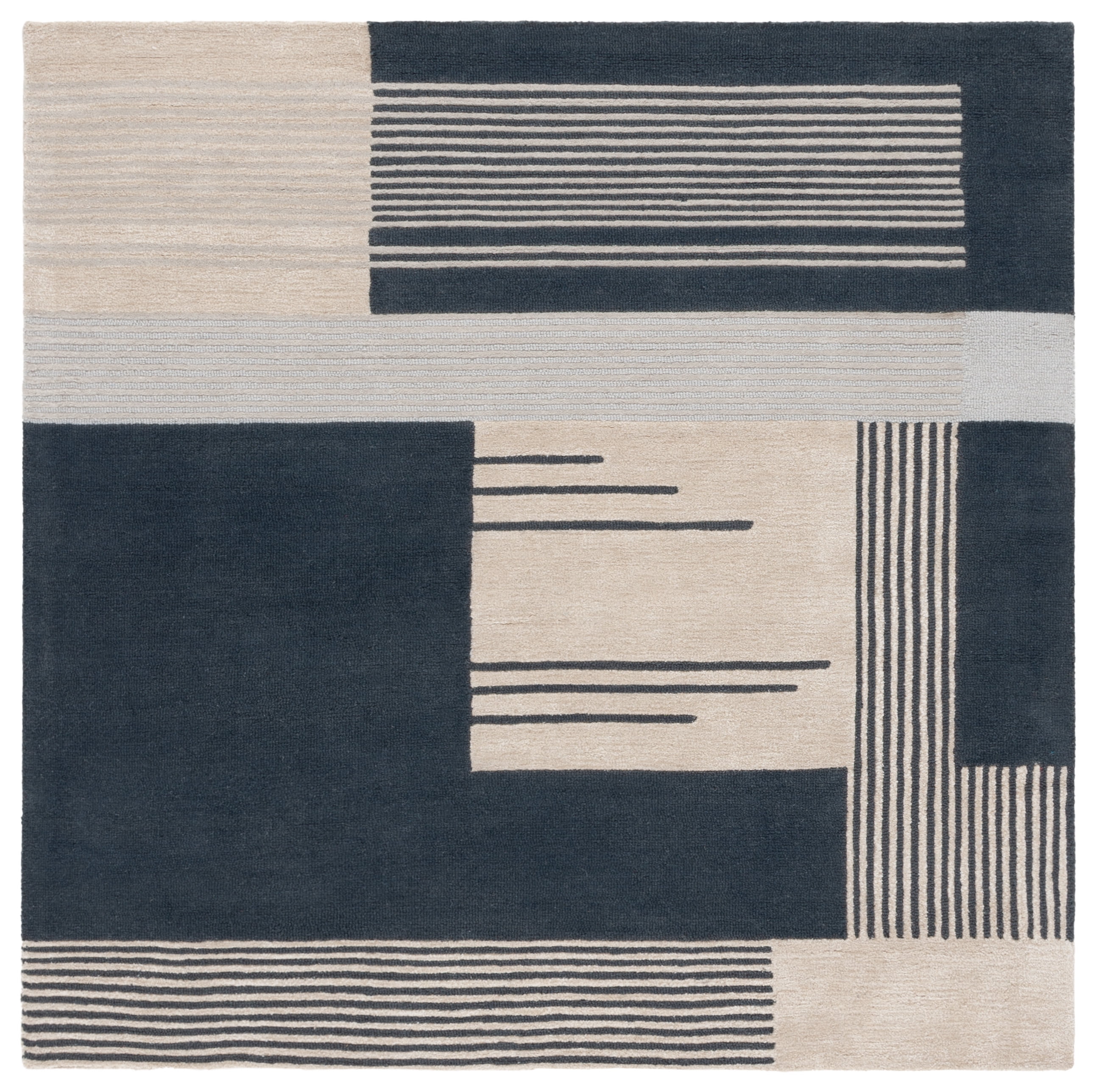 SAFAVIEH Rodeo Drive Yasim Abstract Area Rug, Navy/Ivory, 6' x 6' Square