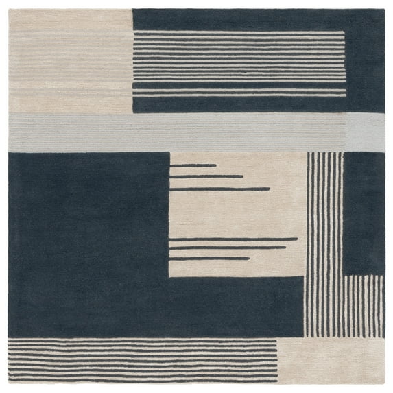 SAFAVIEH Rodeo Drive Yasim Abstract Area Rug, Navy/Ivory, 6' x 6' Square