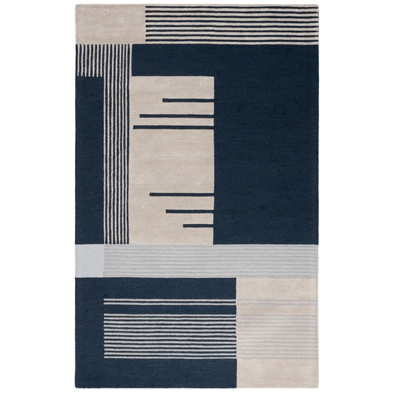 SAFAVIEH Rodeo Drive Yasim Abstract Area Rug, Navy/Ivory, 6' x 9'