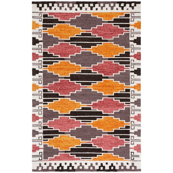 SAFAVIEH Rodeo Drive jordan Geometric Area Rug, Black/Rust, 4' x 6'