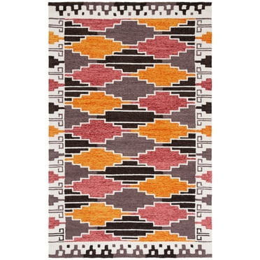 SAFAVIEH Rodeo Drive jordan Geometric Area Rug, Black/Rust, 5' x 8'