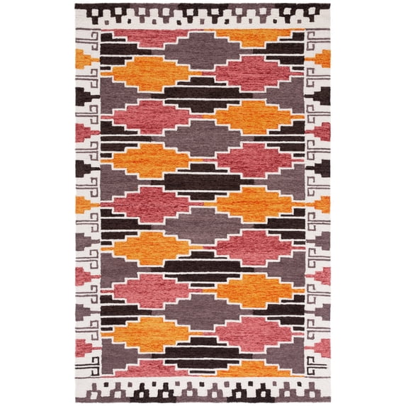 SAFAVIEH Rodeo Drive jordan Geometric Area Rug, Black/Rust, 6' x 9'