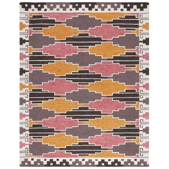 SAFAVIEH Rodeo Drive jordan Geometric Area Rug, Black/Rust, 8' x 10'