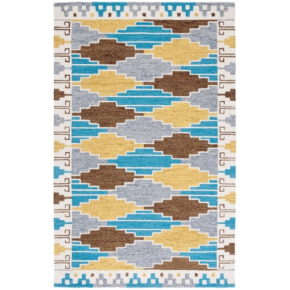 SAFAVIEH Rodeo Drive jordan Geometric Area Rug, Blue/Ivory, 5' x 8'