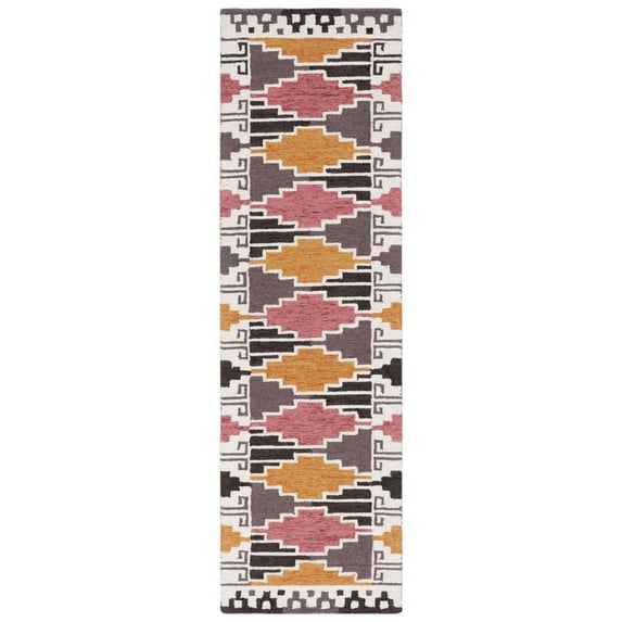 SAFAVIEH Rodeo Drive jordan Geometric Runner Rug, Black/Rust, 2'3" x 8'