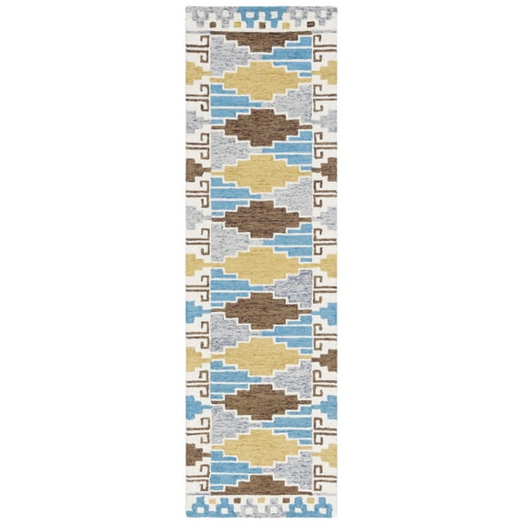 SAFAVIEH Rodeo Drive jordan Geometric Runner Rug, Blue/Ivory, 2'3" x 8'