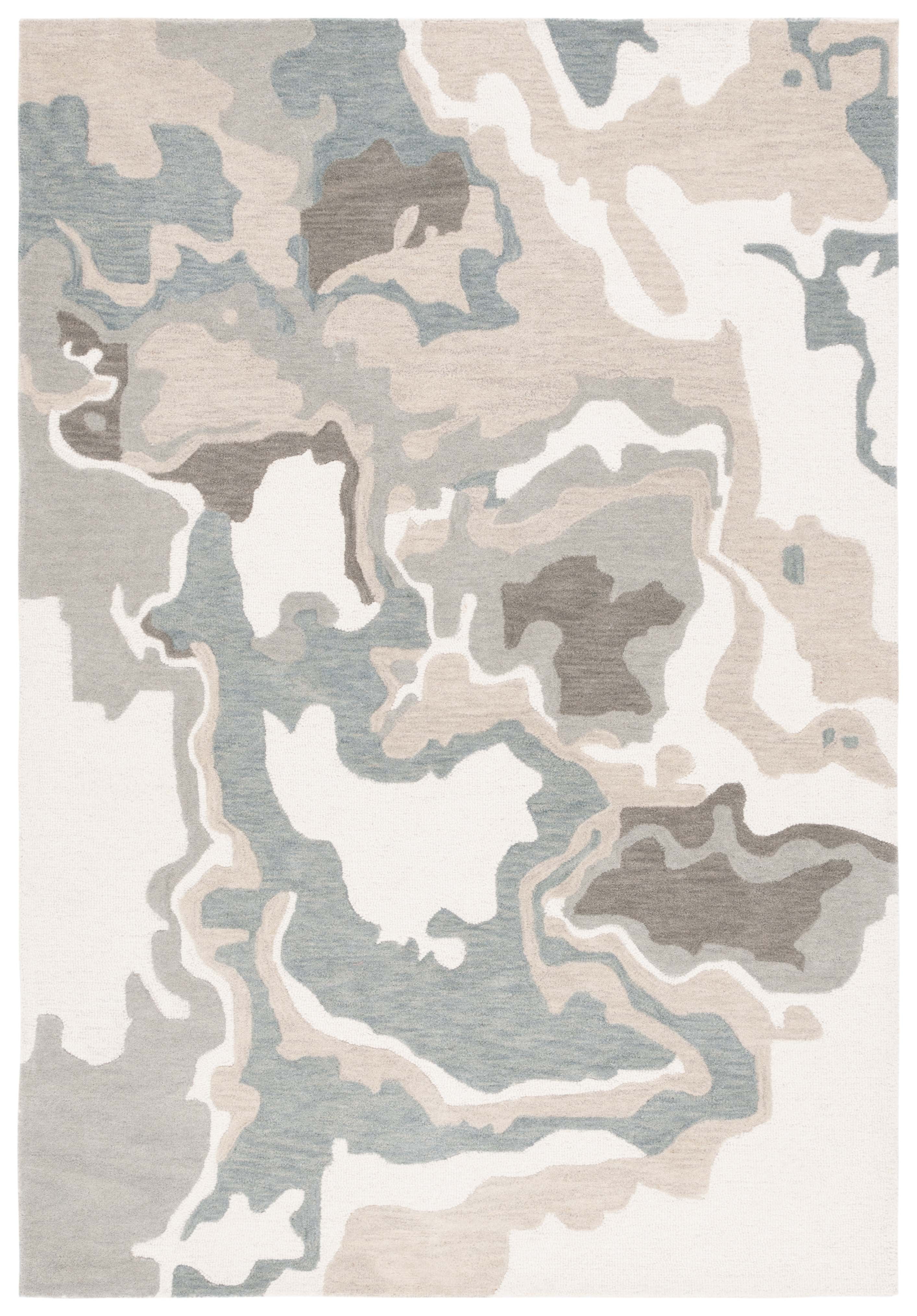 SAFAVIEH Rodeo Mario Abstract Wool Area Rug, Ivory/Gray, 5' x 8'