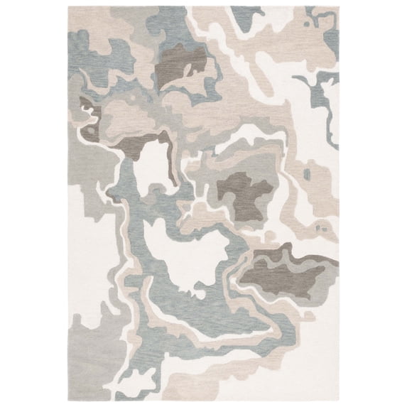 SAFAVIEH Rodeo Mario Abstract Wool Area Rug, Ivory/Gray, 6' x 9'