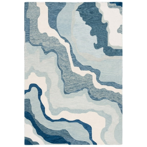 SAFAVIEH Rodeo Ruadhan Abstract Wool Area Rug, Ivory/Navy, 5' x 8'