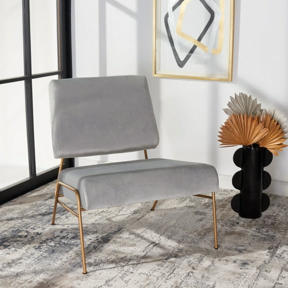 SAFAVIEH Romilly Modern Glam Velvet Accent Chair, Grey