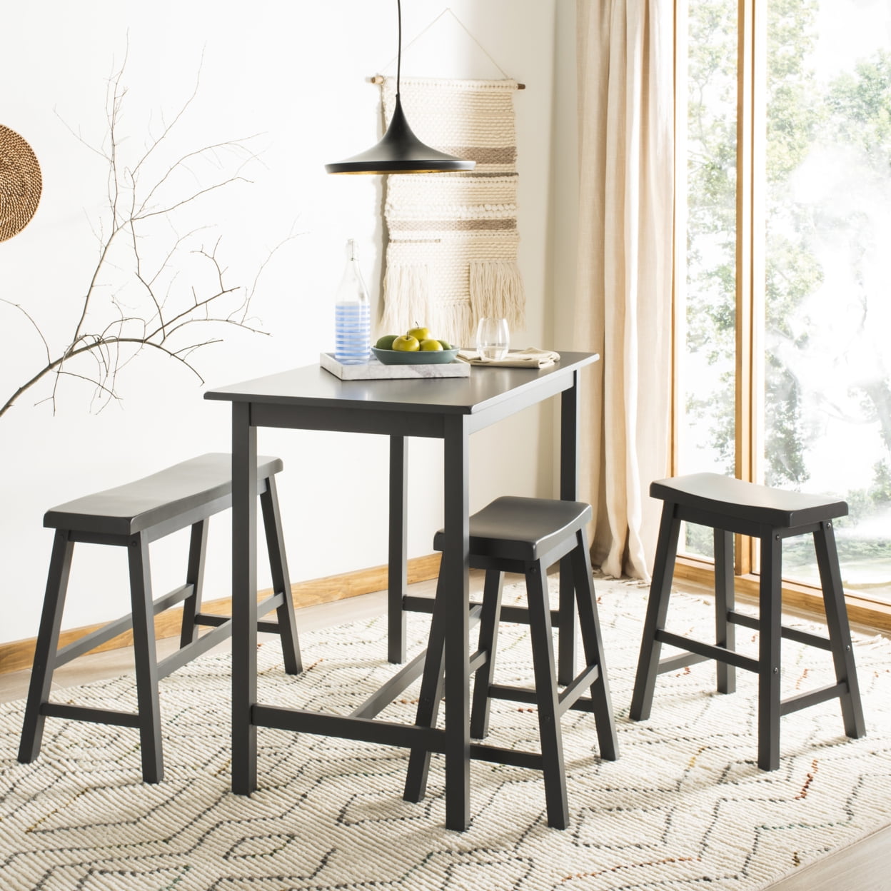 Gray Malaysian Oak 4-Piece Rectangular Pub Table Set