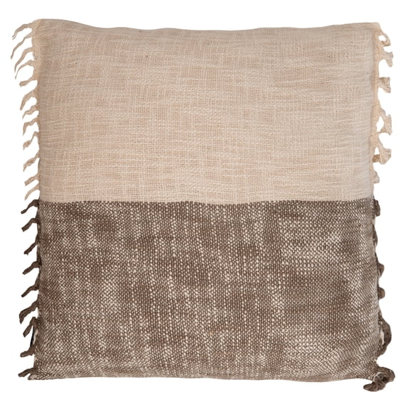 SAFAVIEH Roren Half Striped Accent Pillow, 18" x 18", Beige/Grey