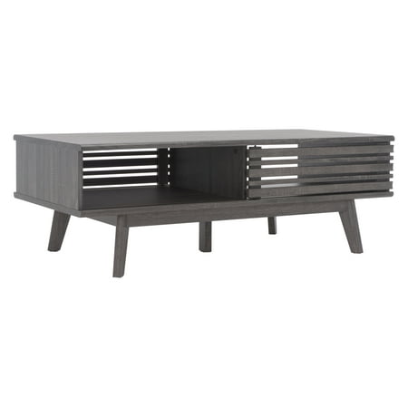 SAFAVIEH Rori Mid-Century Solid 2 Shelf Coffee Table, Distressed Black