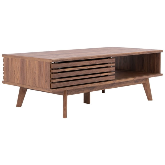 SAFAVIEH Rori Solid Rustic 1 Shelf Coffee Table, Walnut