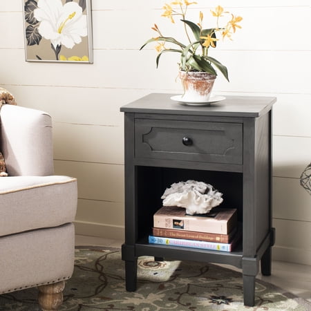 SAFAVIEH Rosaleen Solid Casual Storage Side Table, Grey