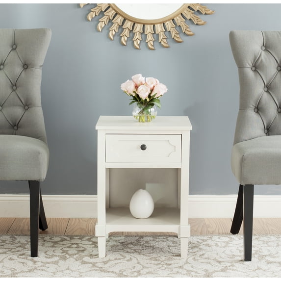 SAFAVIEH Rosaleen Solid Casual Storage Side Table, White
