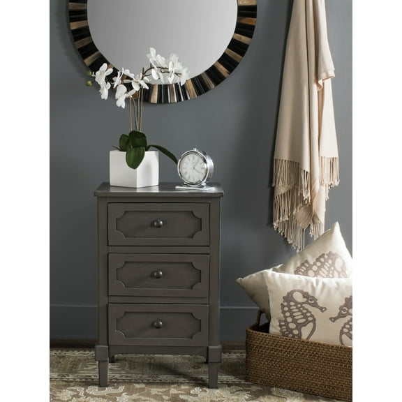 SAFAVIEH Rosaleen Solid Casual Three Drawer Side Chest, Grey