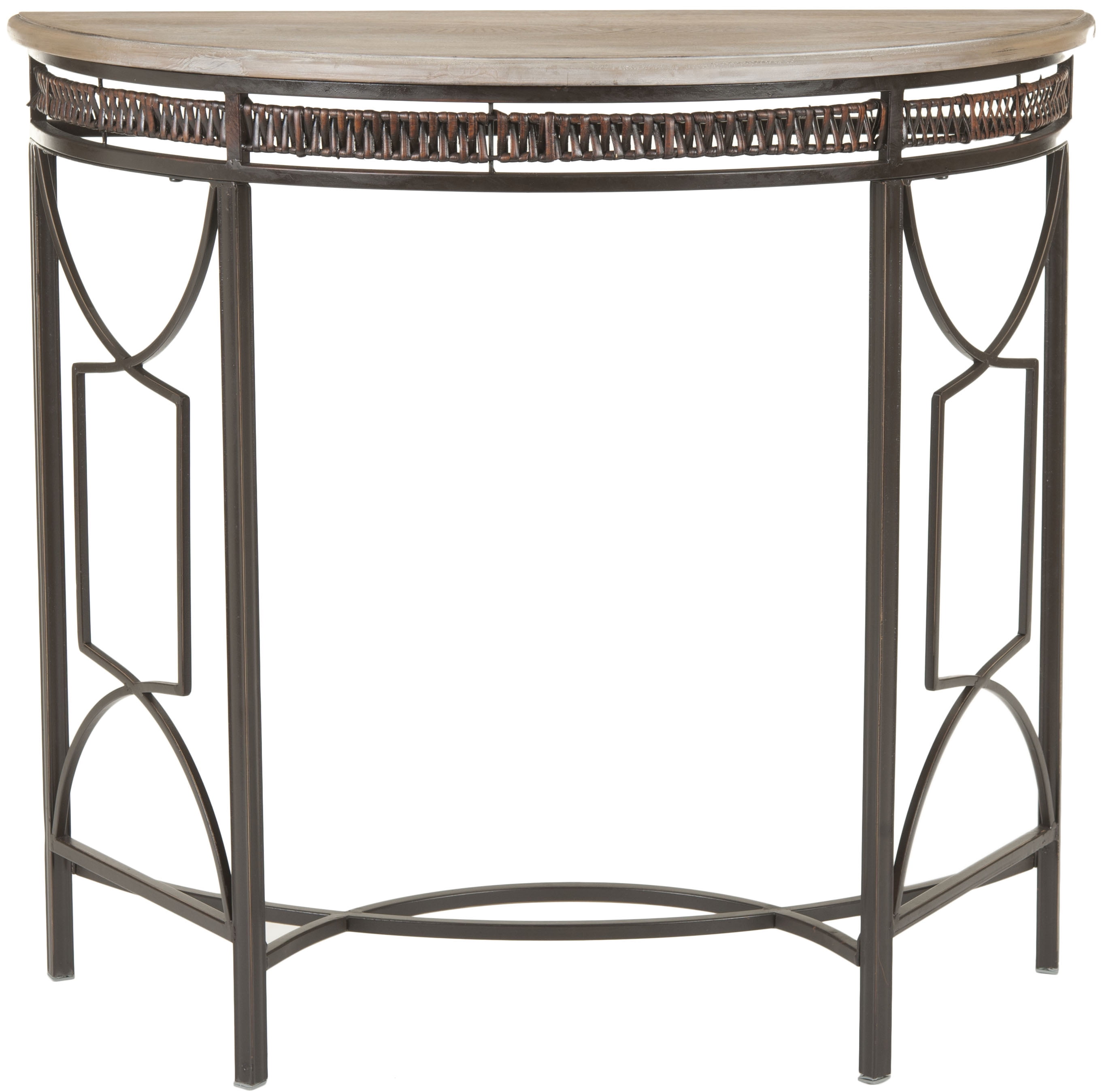 SAFAVIEH Rosalie Traditional Rustic Demilune Console, Copper/Maple