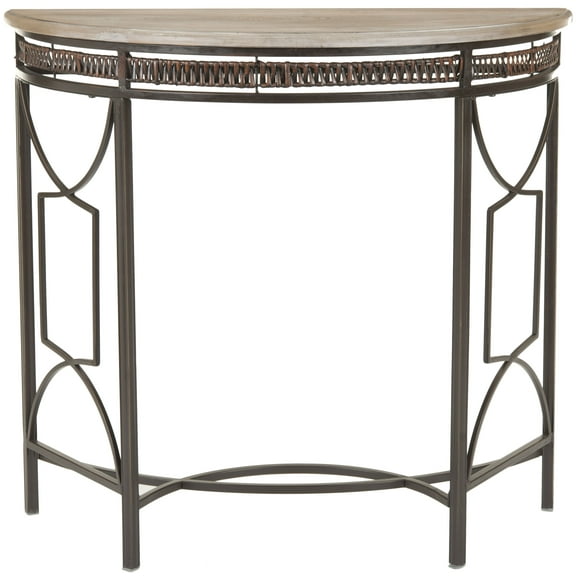 SAFAVIEH Rosalie Traditional Rustic Demilune Console, Copper/Maple