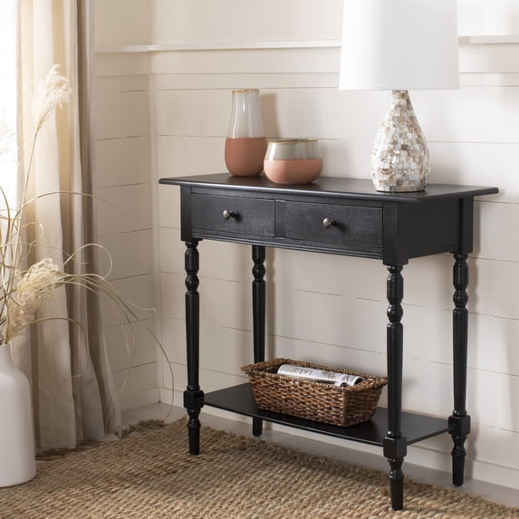 SAFAVIEH Rosemary 2-Drawer Console Table Distressed Black