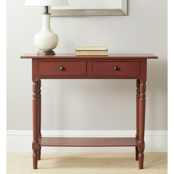 SAFAVIEH Rosemary Solid Contemporary 2 Drawer Console with Shelf, Red