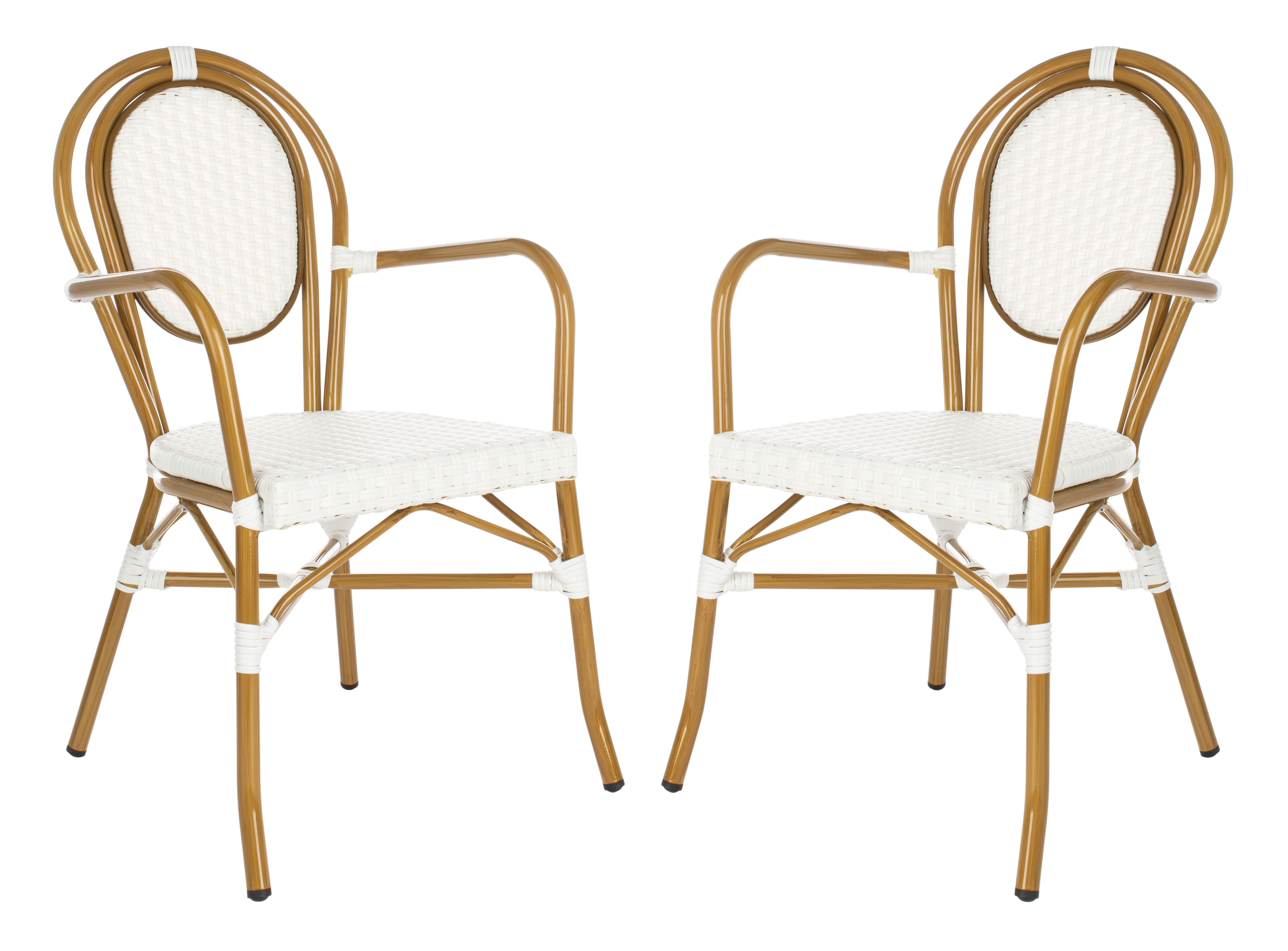 SAFAVIEH Rosen Outdoor Patio Stacking Arm Chair, White, Set of 2