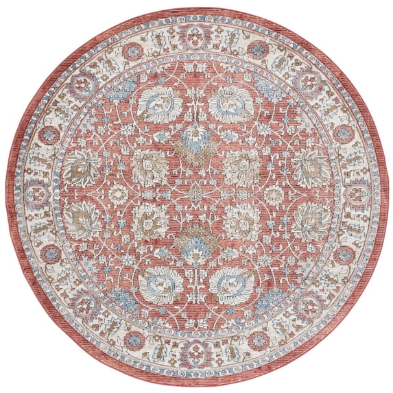 SAFAVIEH Rosewood Axum Oriental Area Rug, Ivory/Red, 6'7" x 6'7" Round