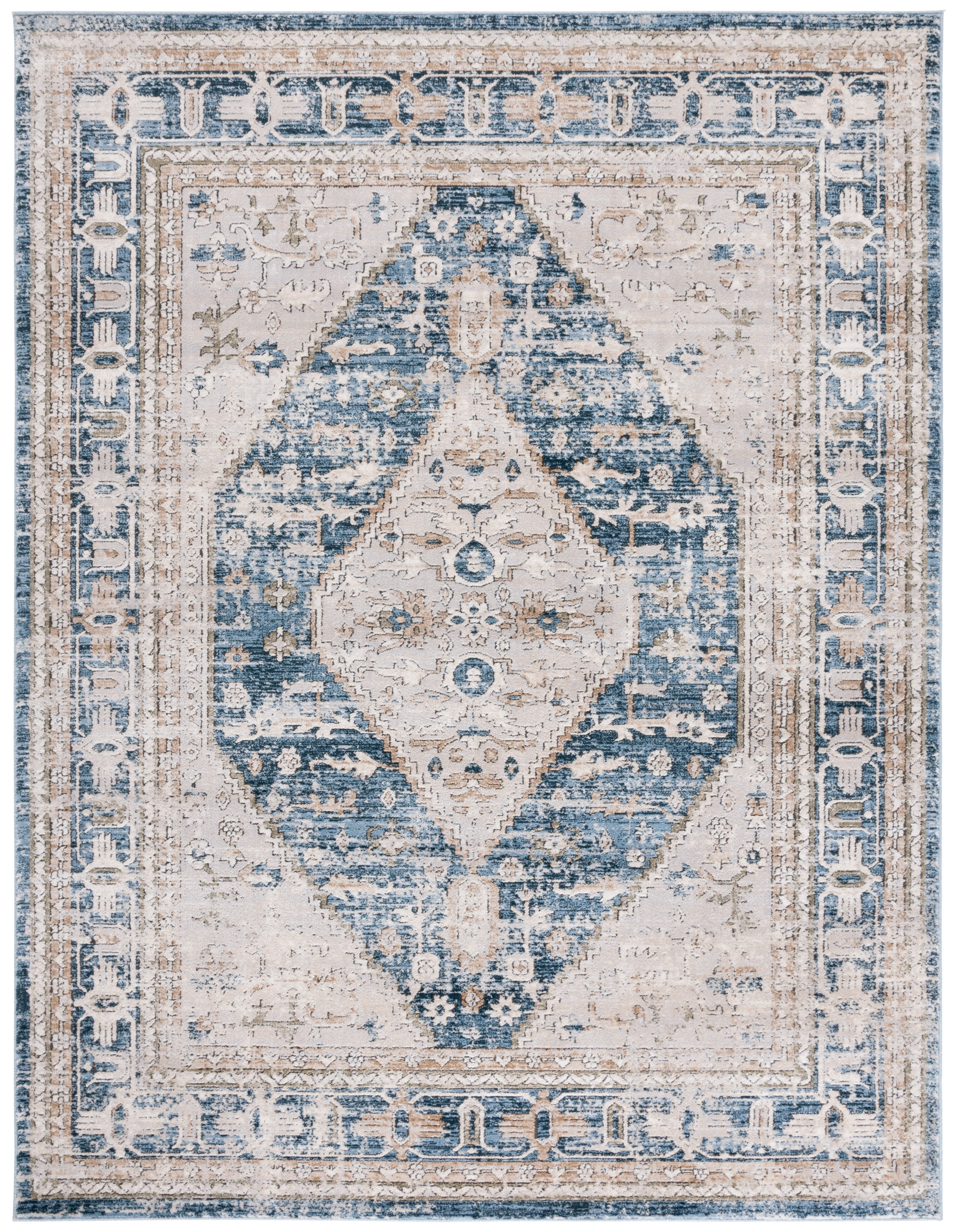 SAFAVIEH Rosewood Zander Medallion Area Rug, Ivory/Blue, 8' x 10 ...