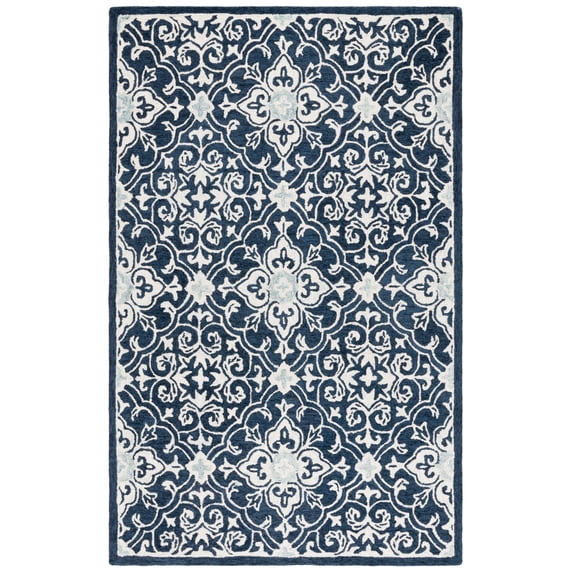 SAFAVIEH Roslyn Aleta Geometric Area Rug, Navy/Light Blue, 2'3" x 4'