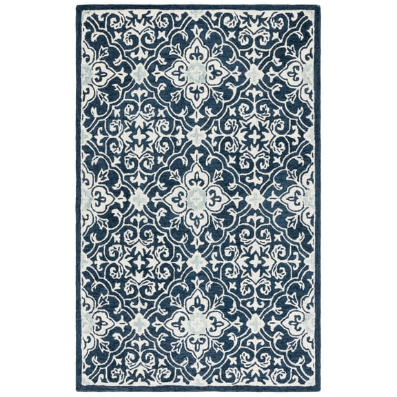 SAFAVIEH Roslyn Aleta Geometric Area Rug, Navy/Light Blue, 3' x 5'