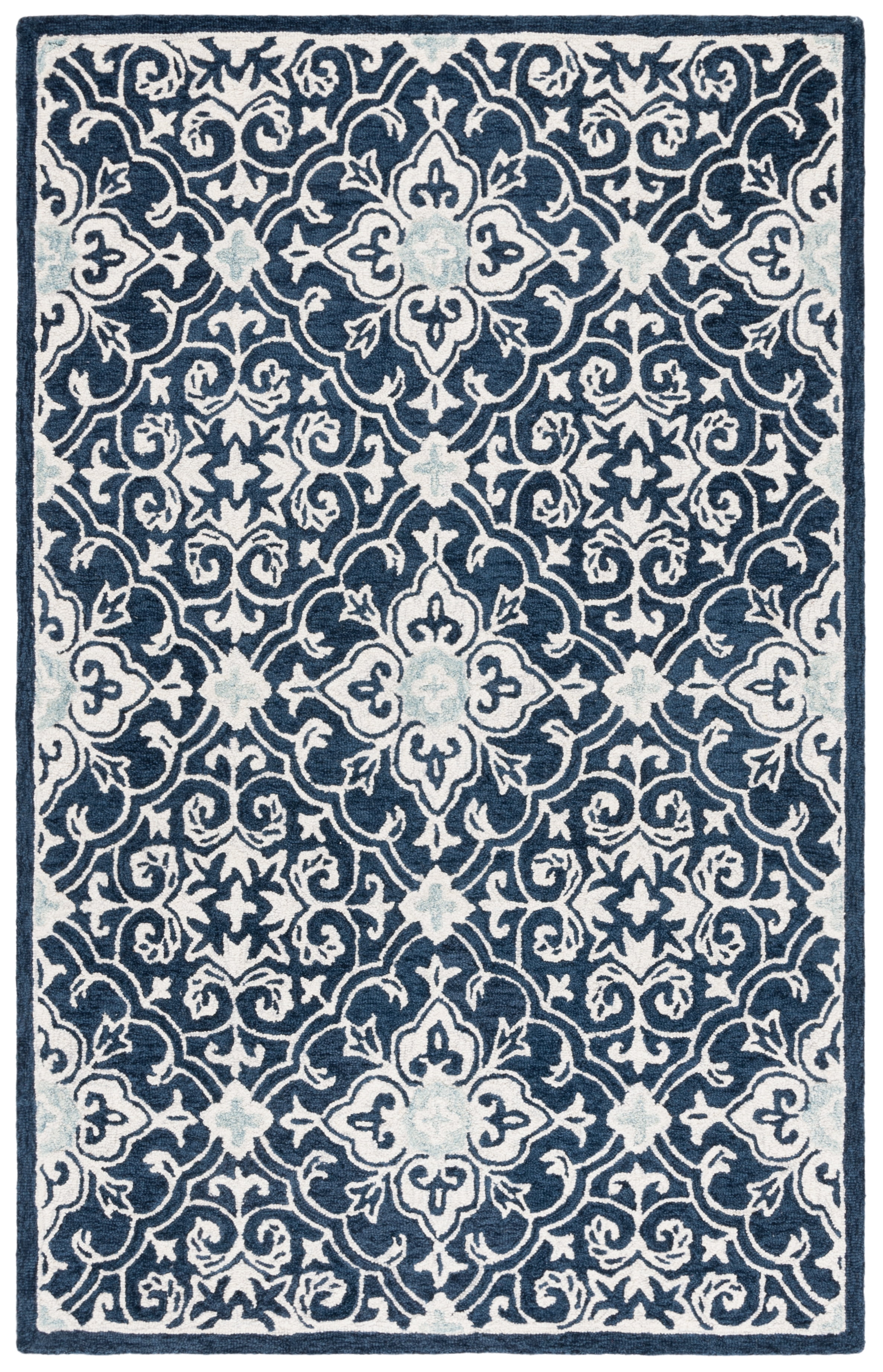 SAFAVIEH Roslyn Aleta Geometric Area Rug, Navy/Light Blue, 6' x 9'