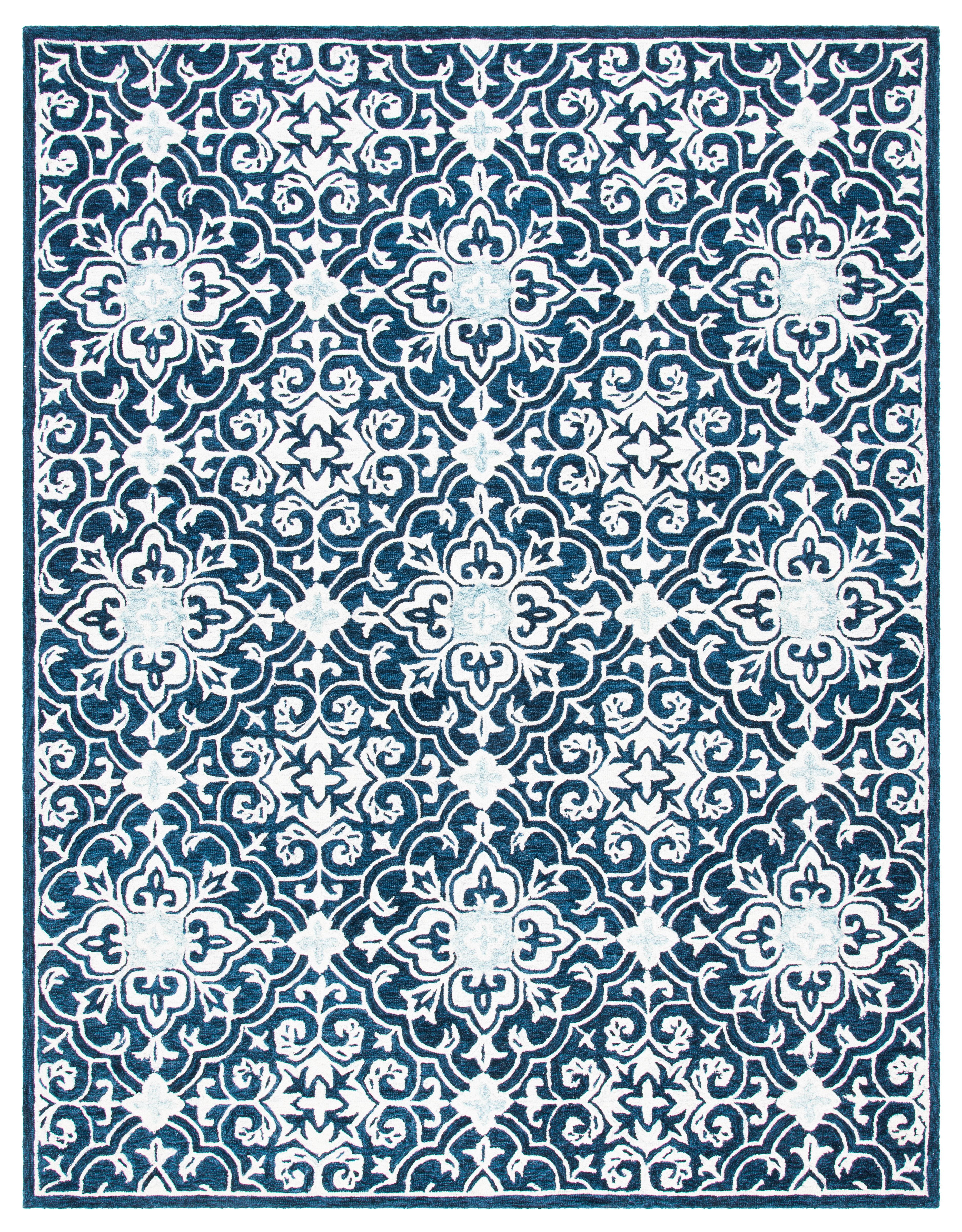 SAFAVIEH Roslyn Aleta Geometric Area Rug, Navy/Light Blue, 8' x 10'