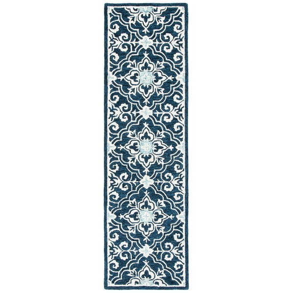 SAFAVIEH Roslyn Aleta Geometric Runner Rug, Navy/Light Blue, 2'3" x 10'
