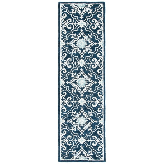 SAFAVIEH Roslyn Aleta Geometric Runner Rug, Navy/Light Blue, 2'3" x 6'