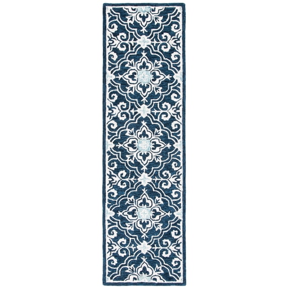 SAFAVIEH Roslyn Aleta Geometric Runner Rug, Navy/Light Blue, 2'3" x 6'