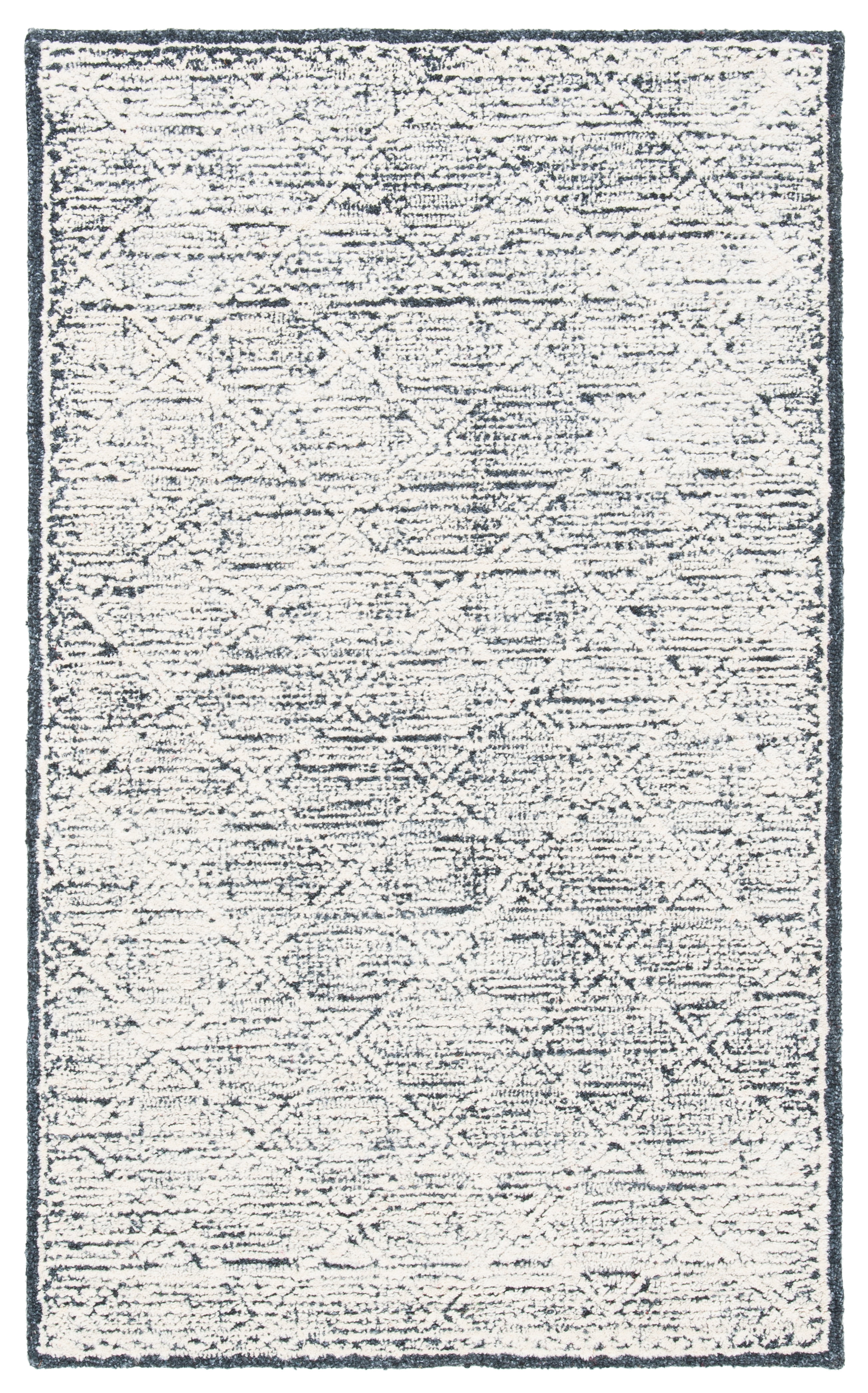 Handmade Black Wool Tufted Rectangular Rug, 3' x 5'