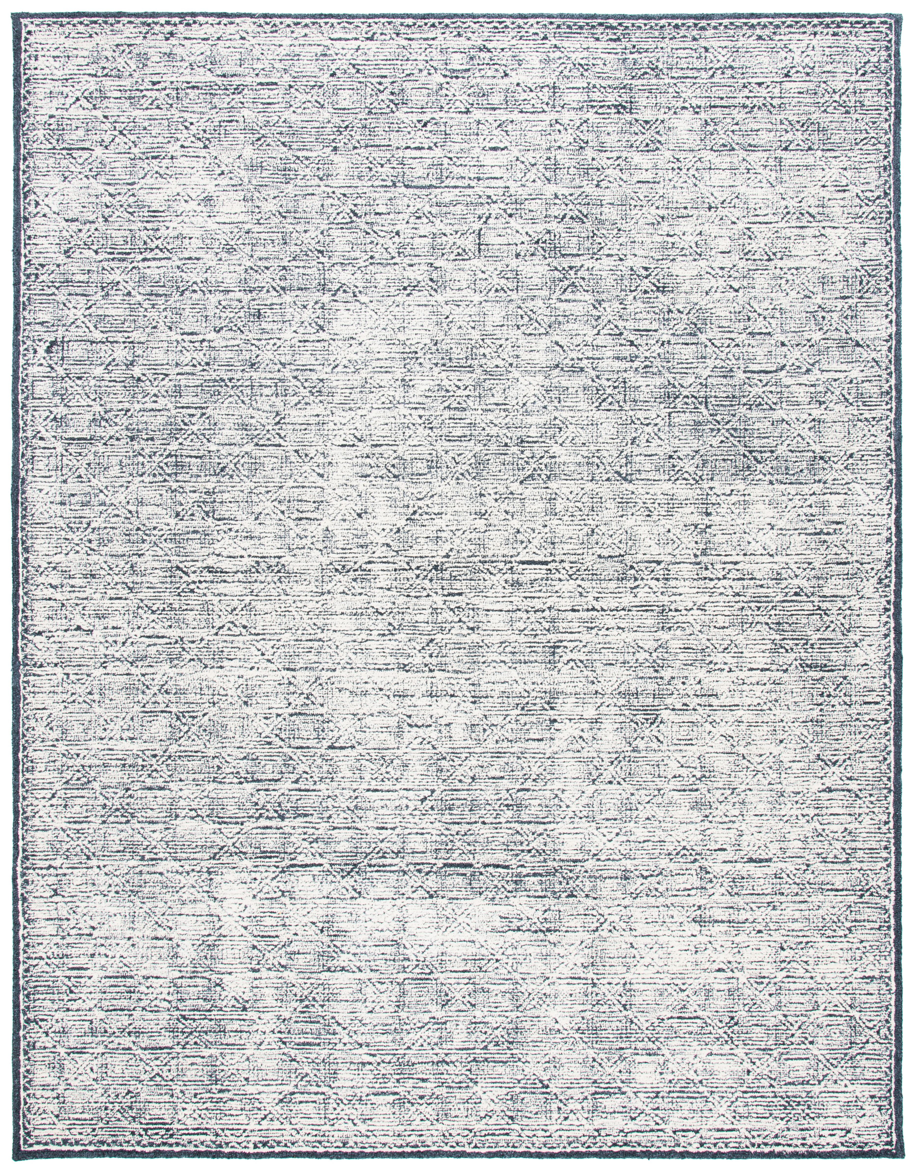 Black Hand-Tufted Wool and Synthetic 8' x 10' Area Rug