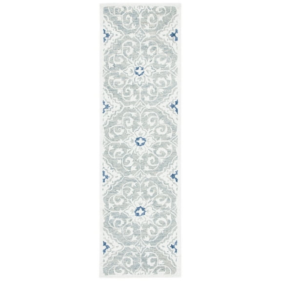 SAFAVIEH Roslyn Lalia Abstract Runner Rug, Ivory/Blue, 2'3" x 8'