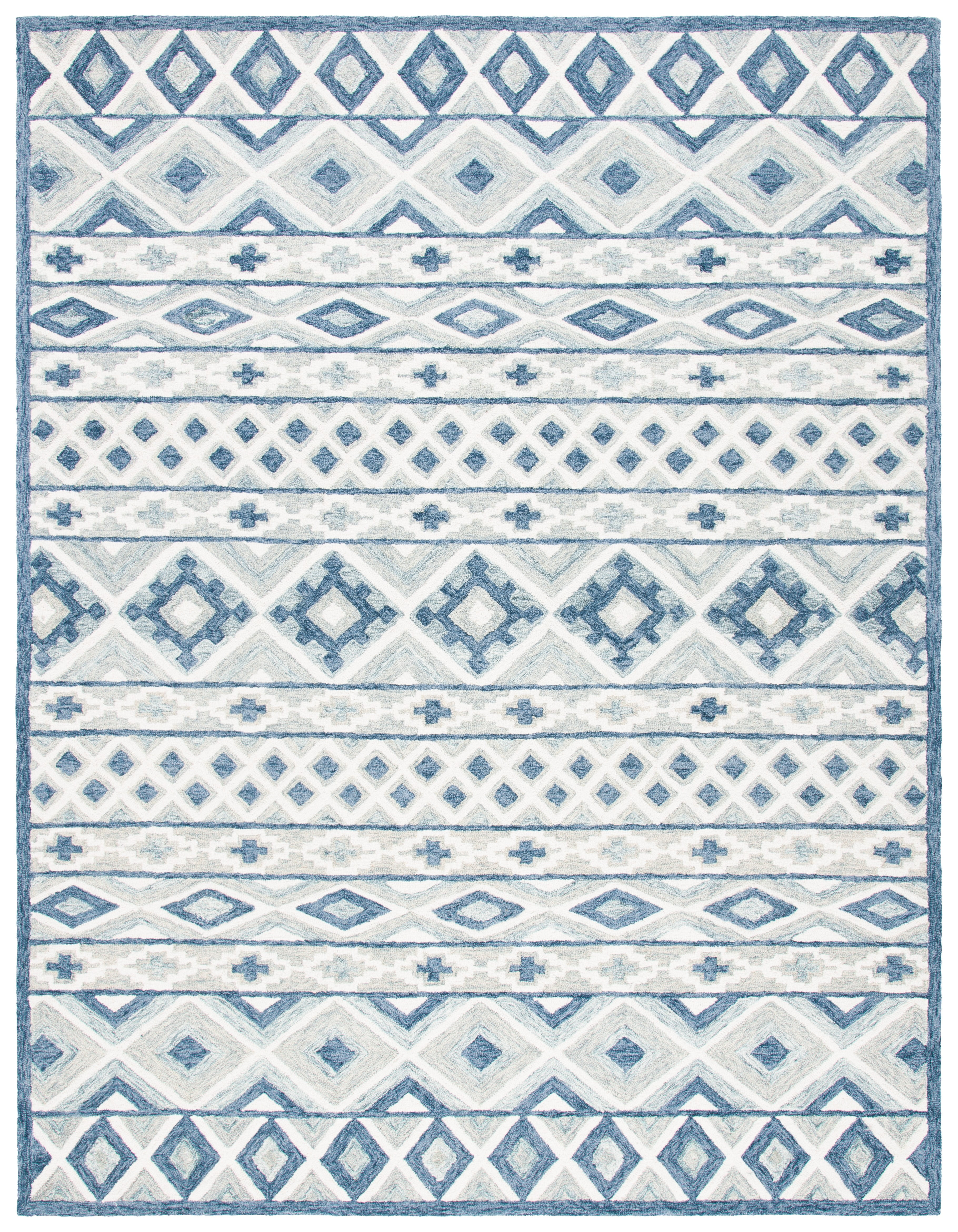 Handmade Light Grey/Blue Wool Tufted 4' x 6' Area Rug